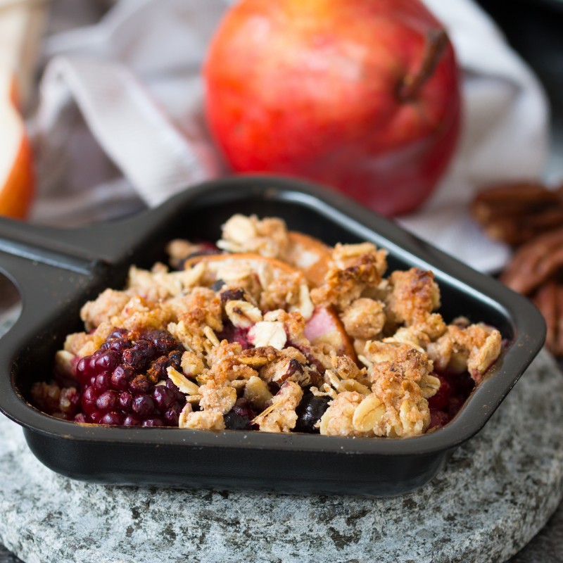 Raclette-Birnen-Beeren-Crumble