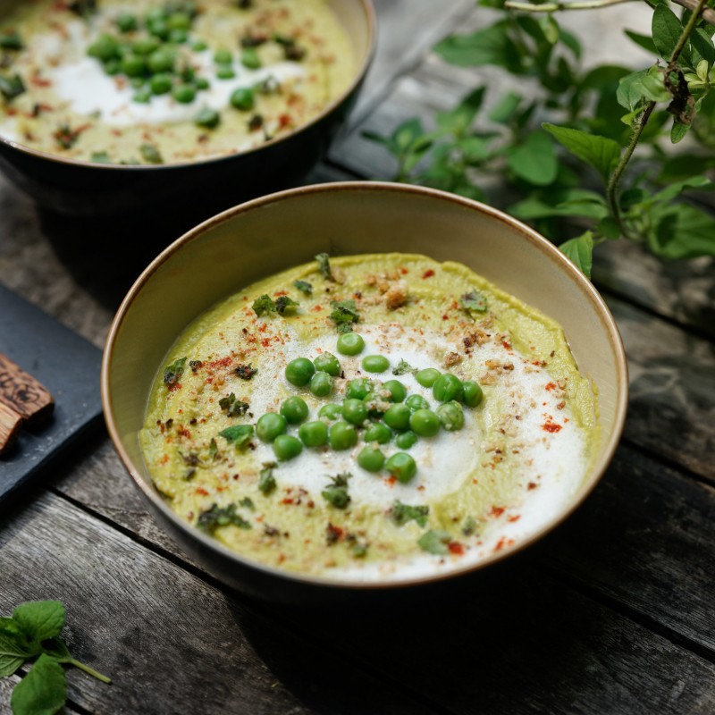 Kokos-Erbsensuppe mit Minzgeschmack – Vegane Rezepte auf 100Affen.de