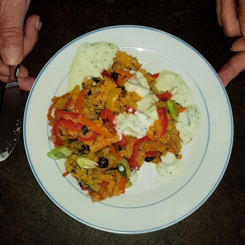 Polenta Pfanne mit frischem Tzaziki