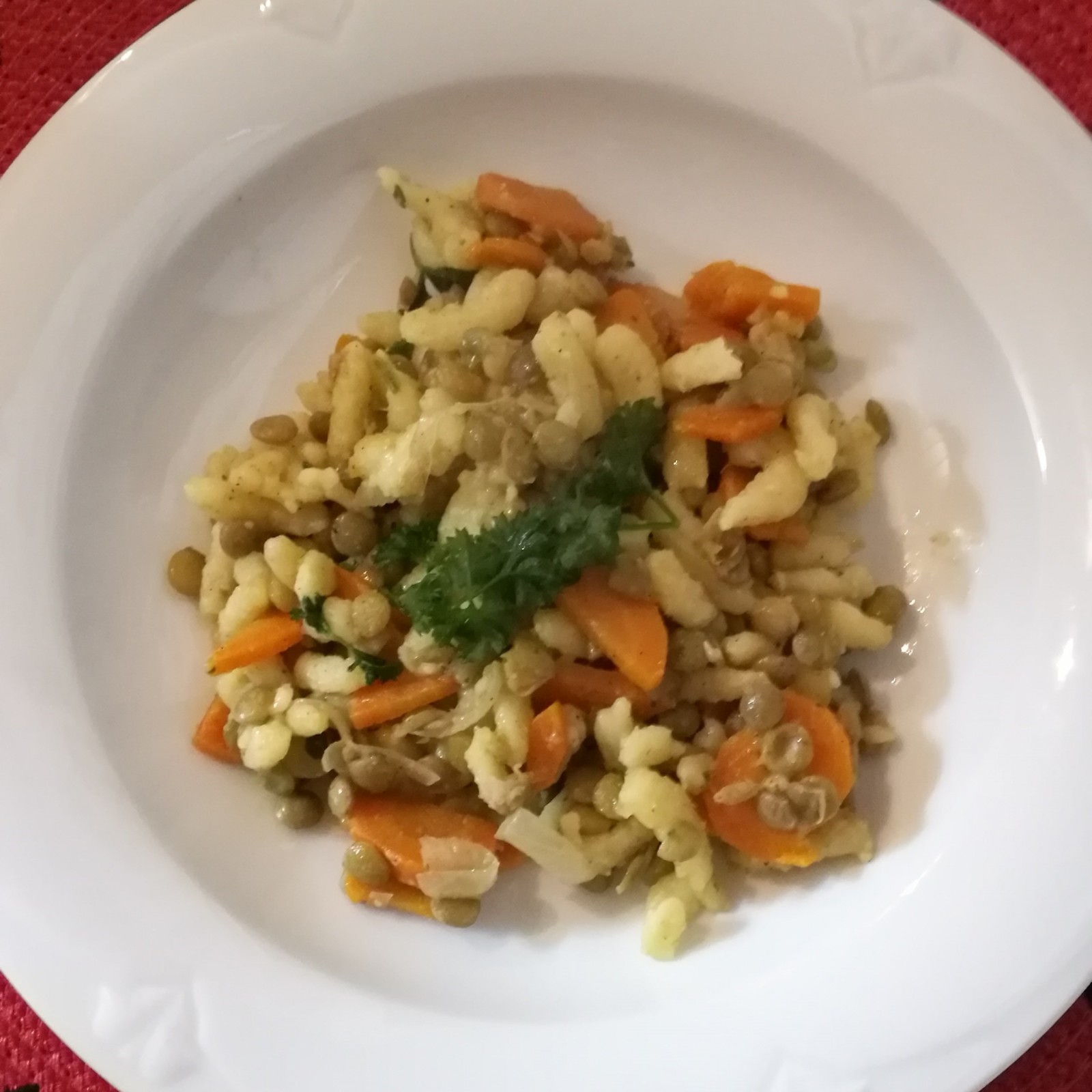 Vegane Linsen mit Spätzle – cremig & würzig