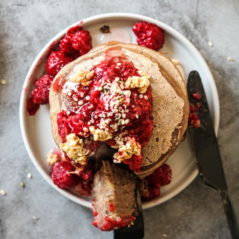 Pancakes mit Himbeeren