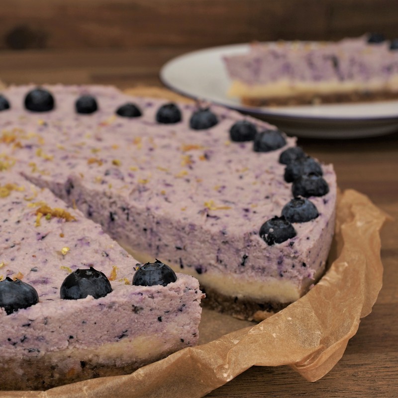 Roher Blaubeer Limetten Cheesecake