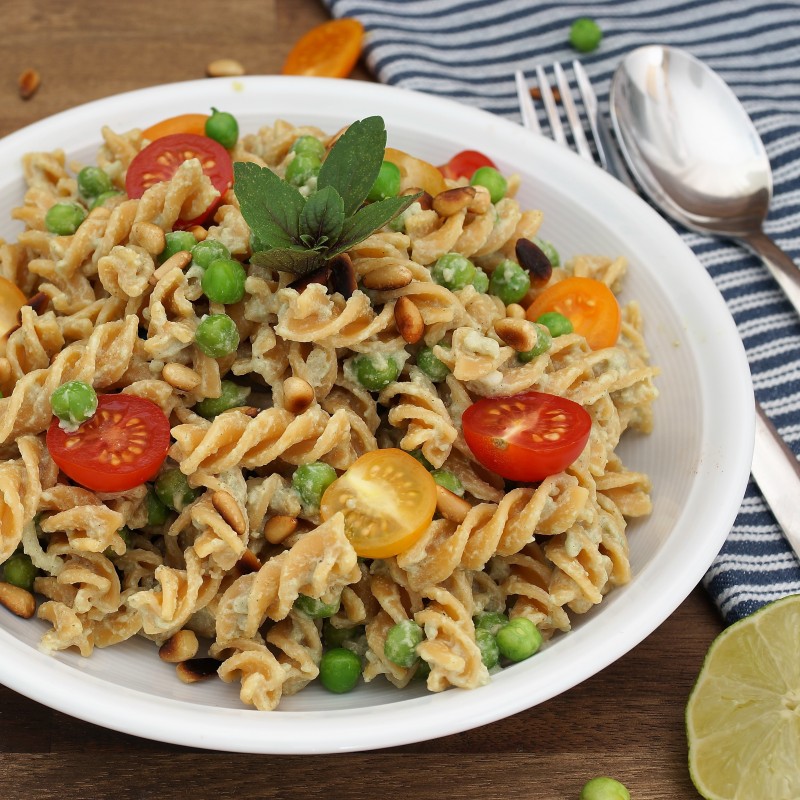 Pasta mit Kürbiskern-Erbsen-Pesto