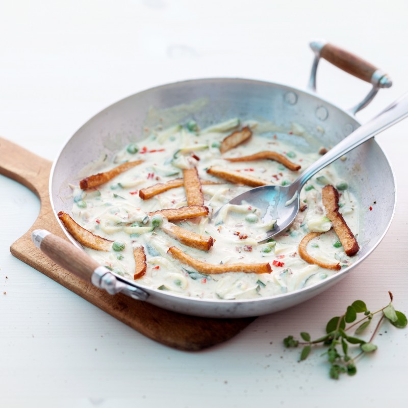 Spaghetti Carbonara mit Räuchertofu